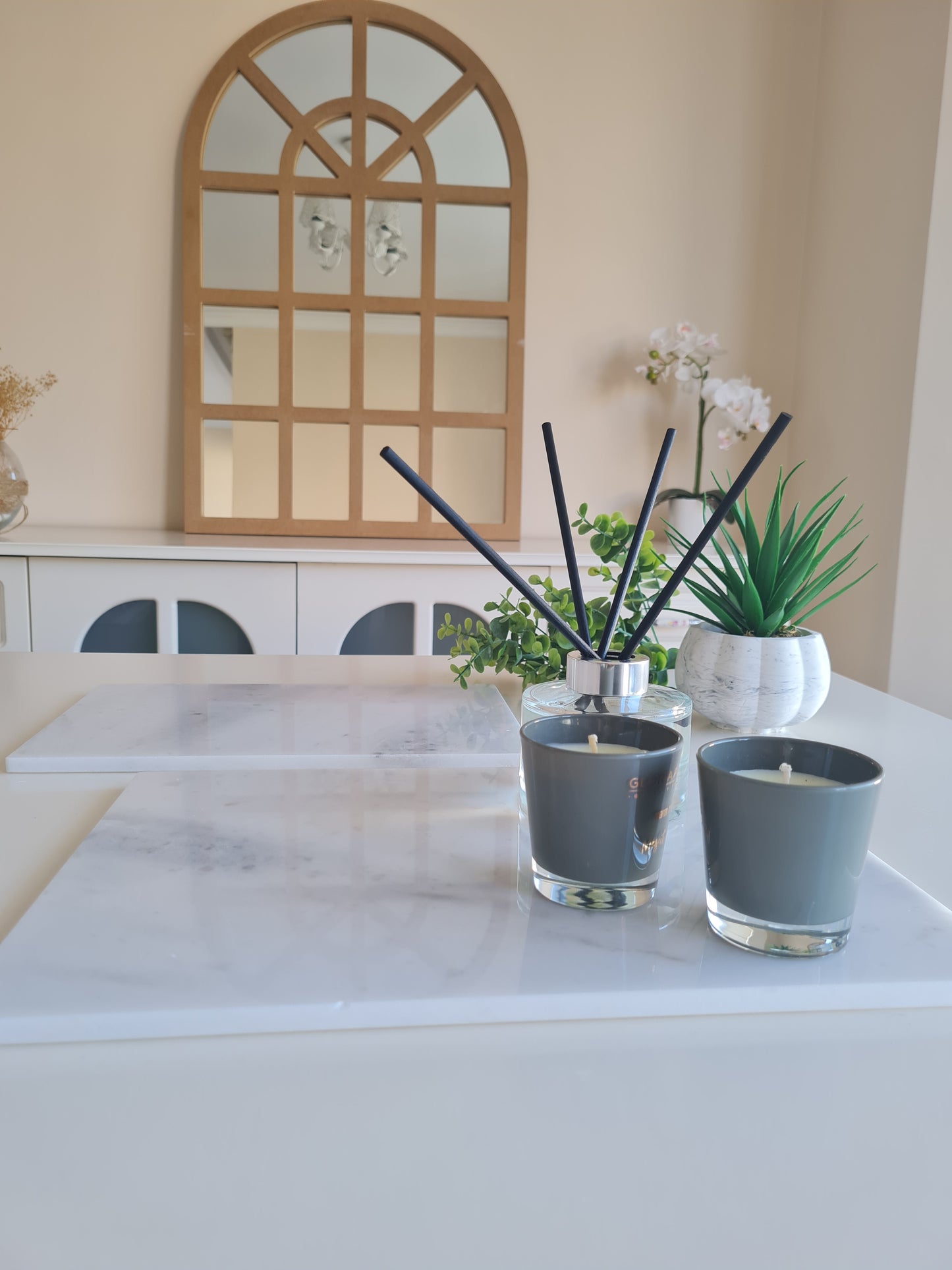 2er Set Marmorplatte rechteckig ohne Griff