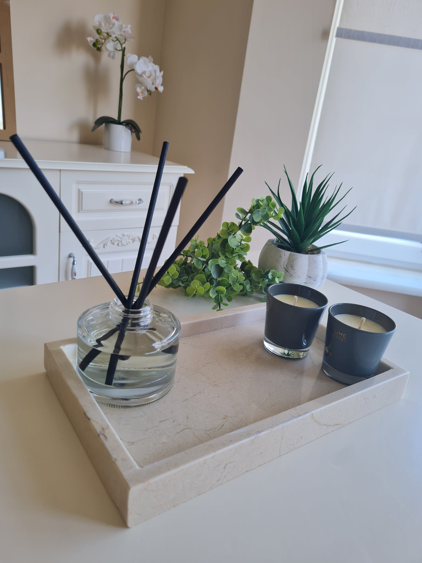 Marmor Tablett mit Rand