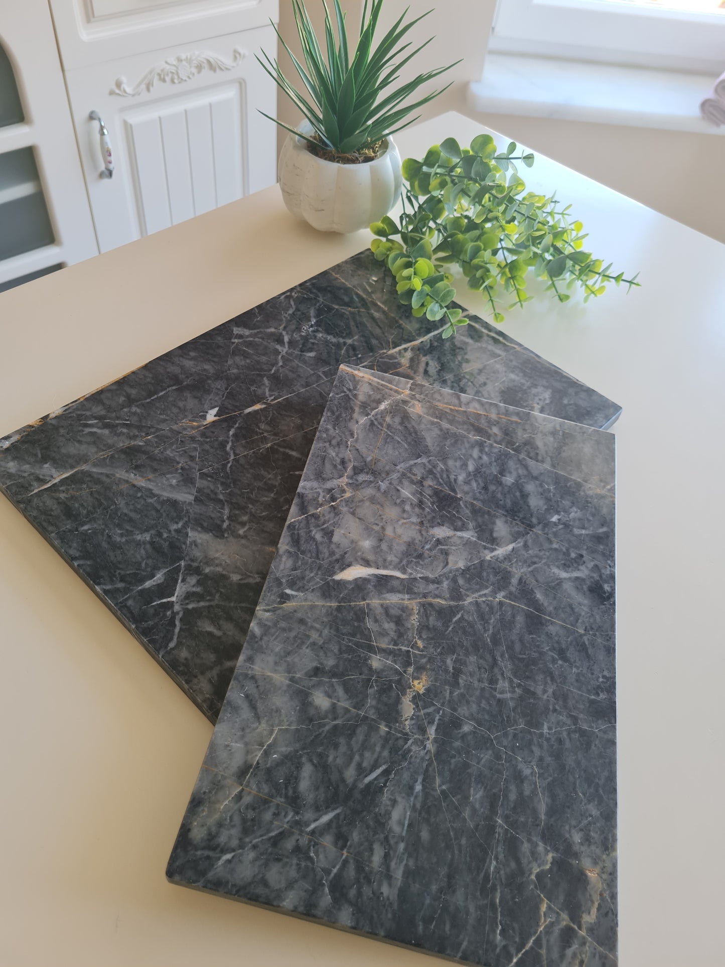 2er Set Marmorplatte rechteckig ohne Griff