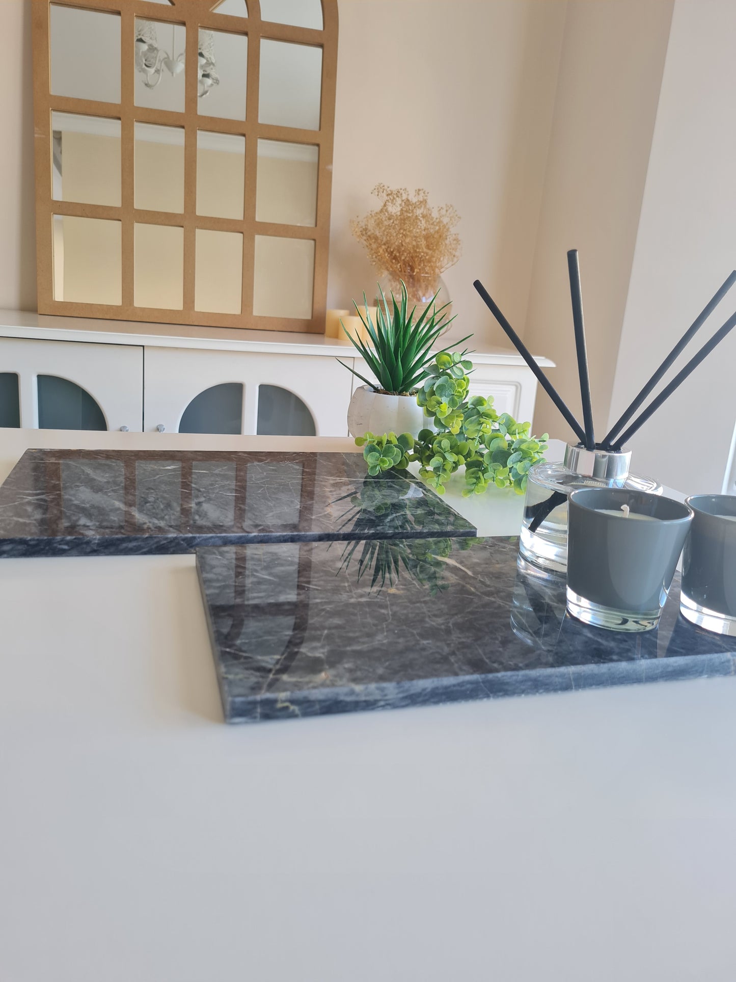 2er Set Marmorplatte rechteckig ohne Griff