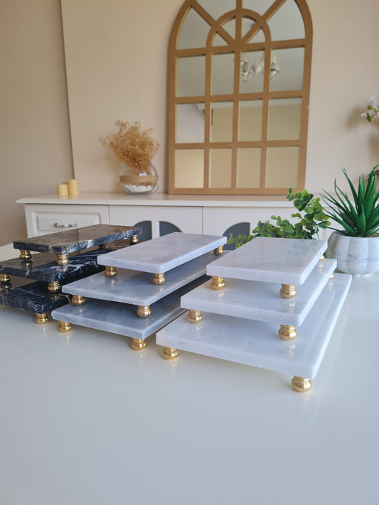3er Set Servierplatten aus Marmor