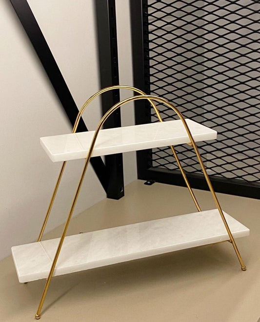 Marmor Etagere 2 stufig mit Metallgestell