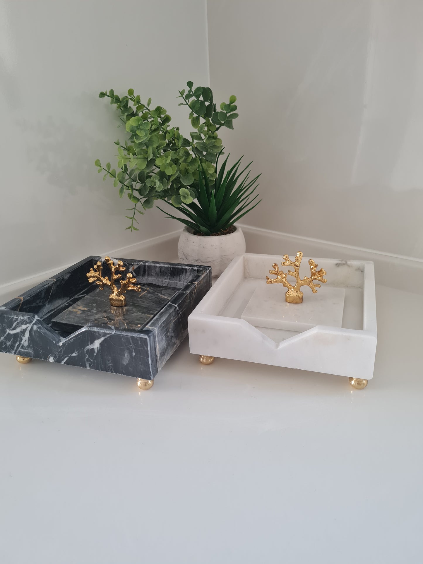 Marmor Serviettenhalter mit Beschwerer