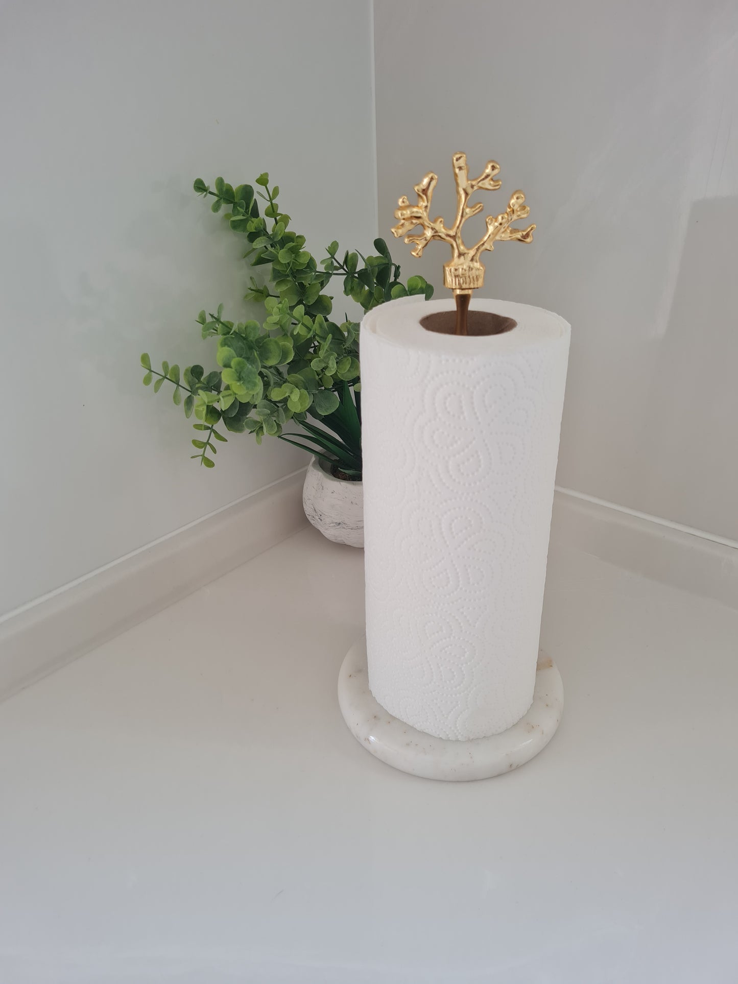 Marmor Küchenrollenhalter mit Metallhalterung