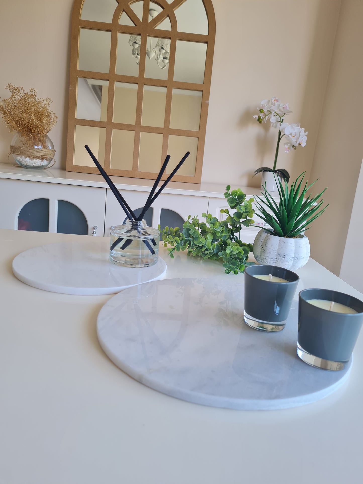 2er Set Marmorplatte rund ohne Griff