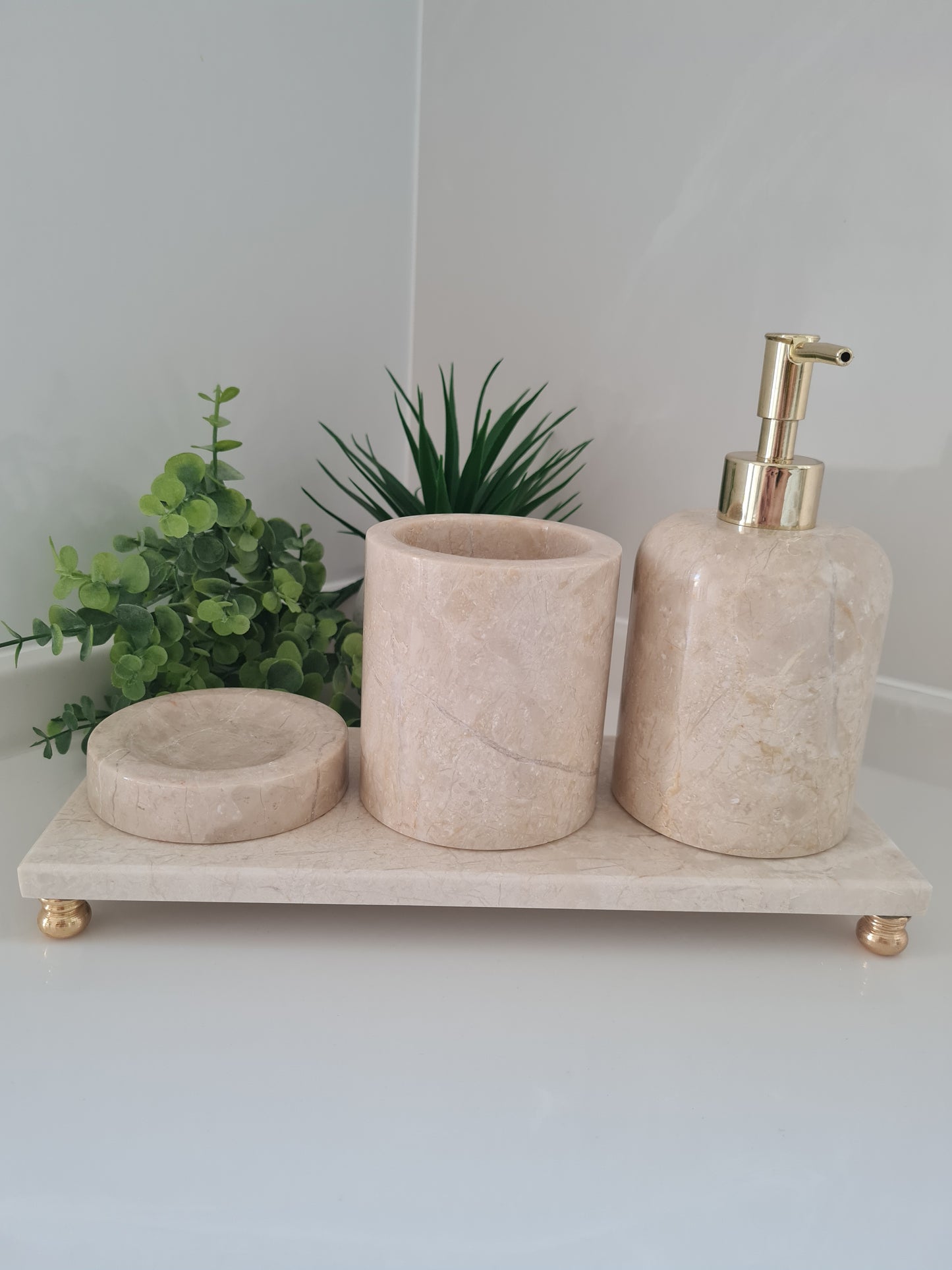 Marmor Badezimmer Zubehör Set - 4 teilig