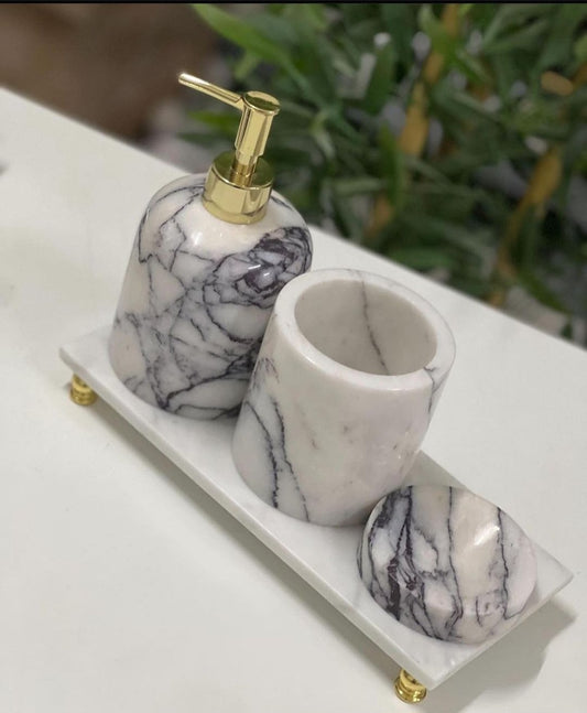 Marmor Badezimmer Zubehör Set - 4 teilig
