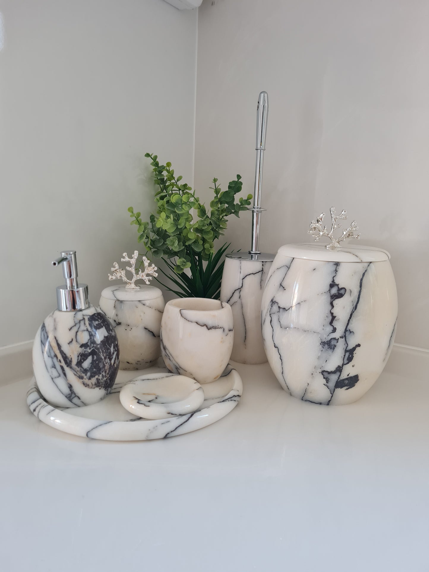 Marmor Badezimmer Zubehör Set 7-teilig oval