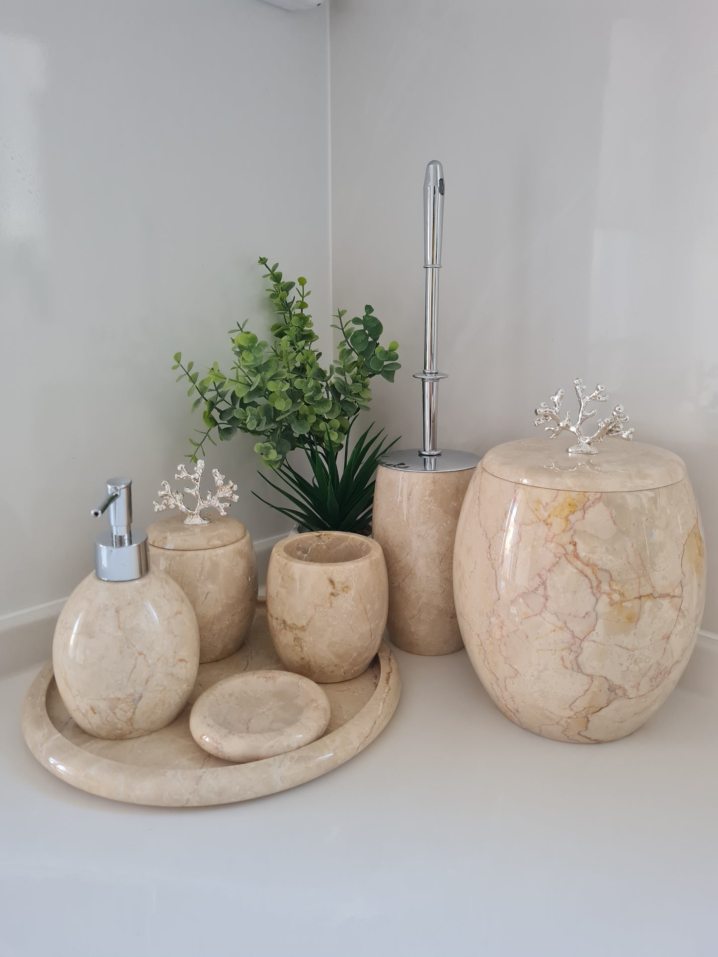 Marmor Badezimmer Zubehör Set 7-teilig oval