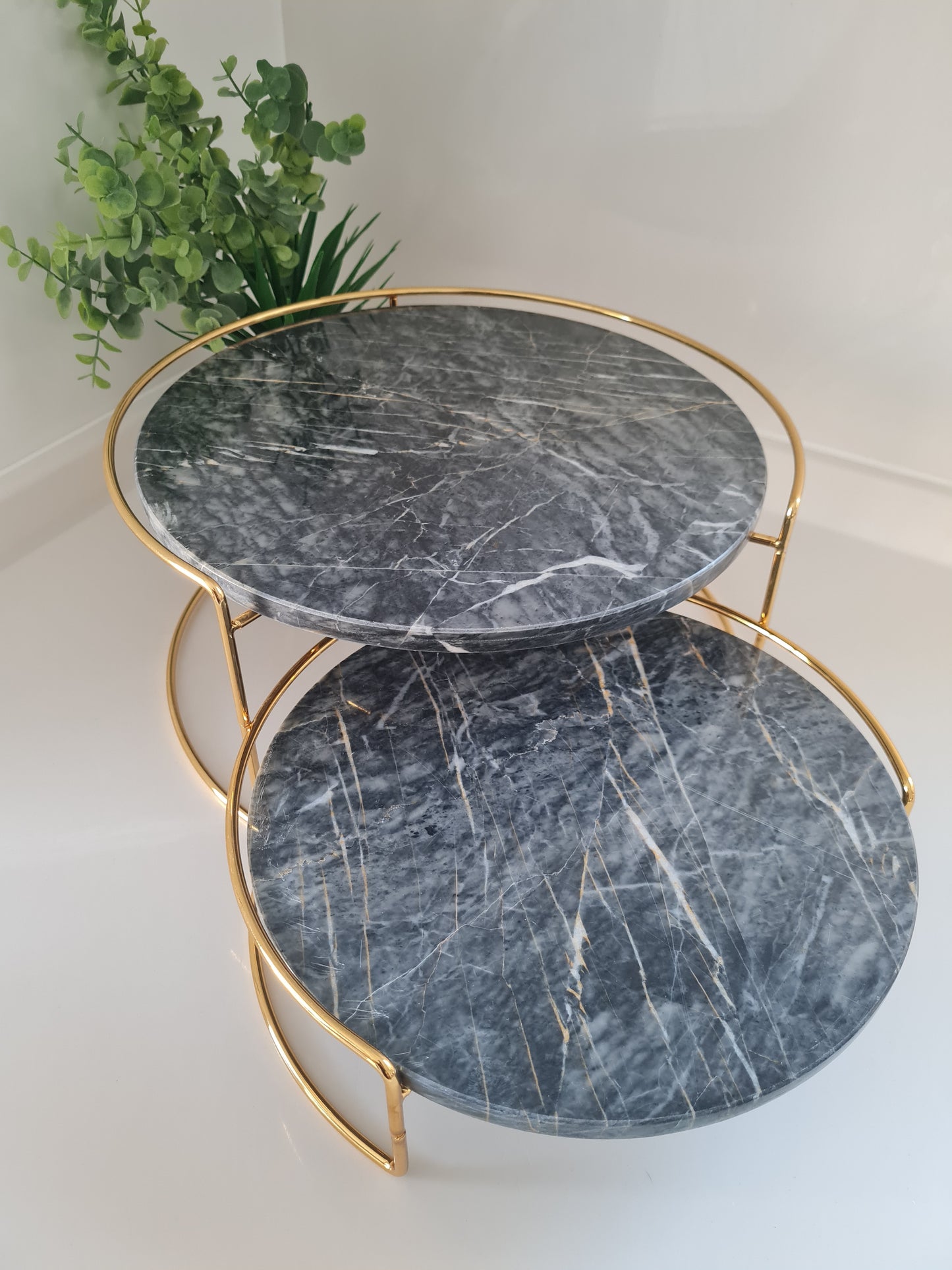 2 teilige abnehmbarer Marmor Stand mit Metallgestell