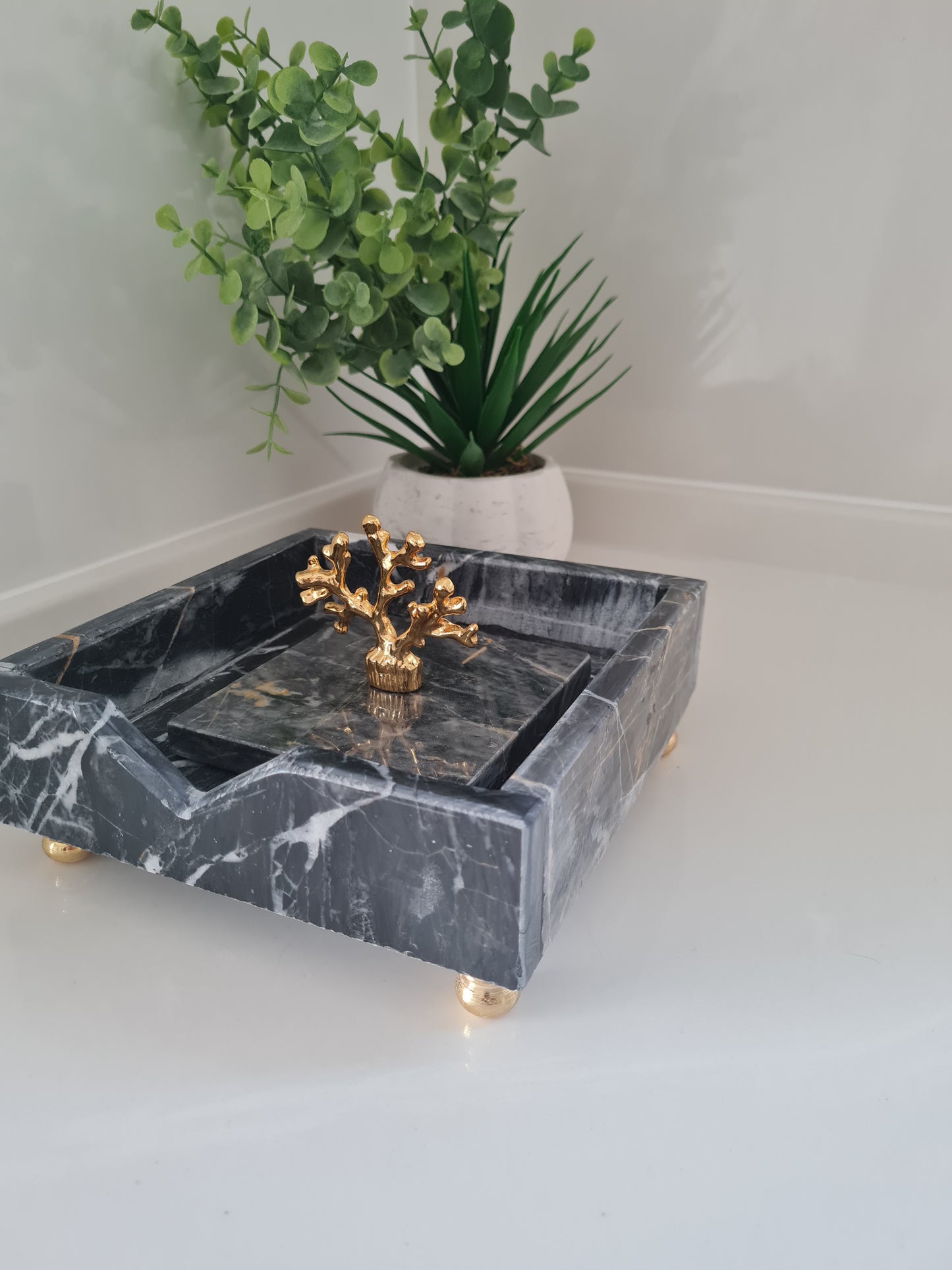 Marmor Serviettenhalter mit Beschwerer